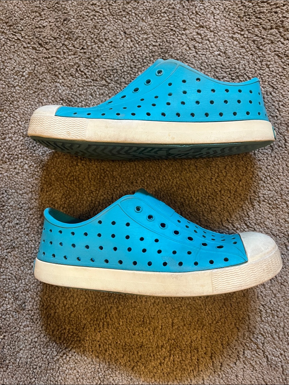 Native Kids Teal Slip-On Sneakers with White Toe Caps - Picture 2 of 4